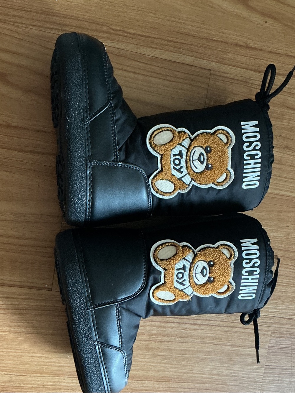 Moschino Kids Black Teddy Pull‑Cord Booties - Picture 6 of 6